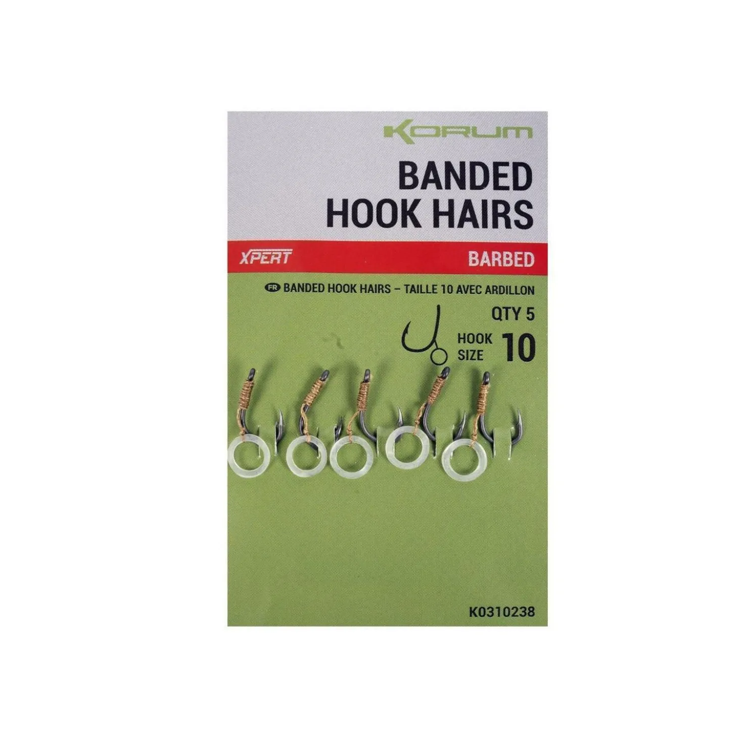 Korum Banded Hook Hairs - Barbed Gr.14 5 Stück