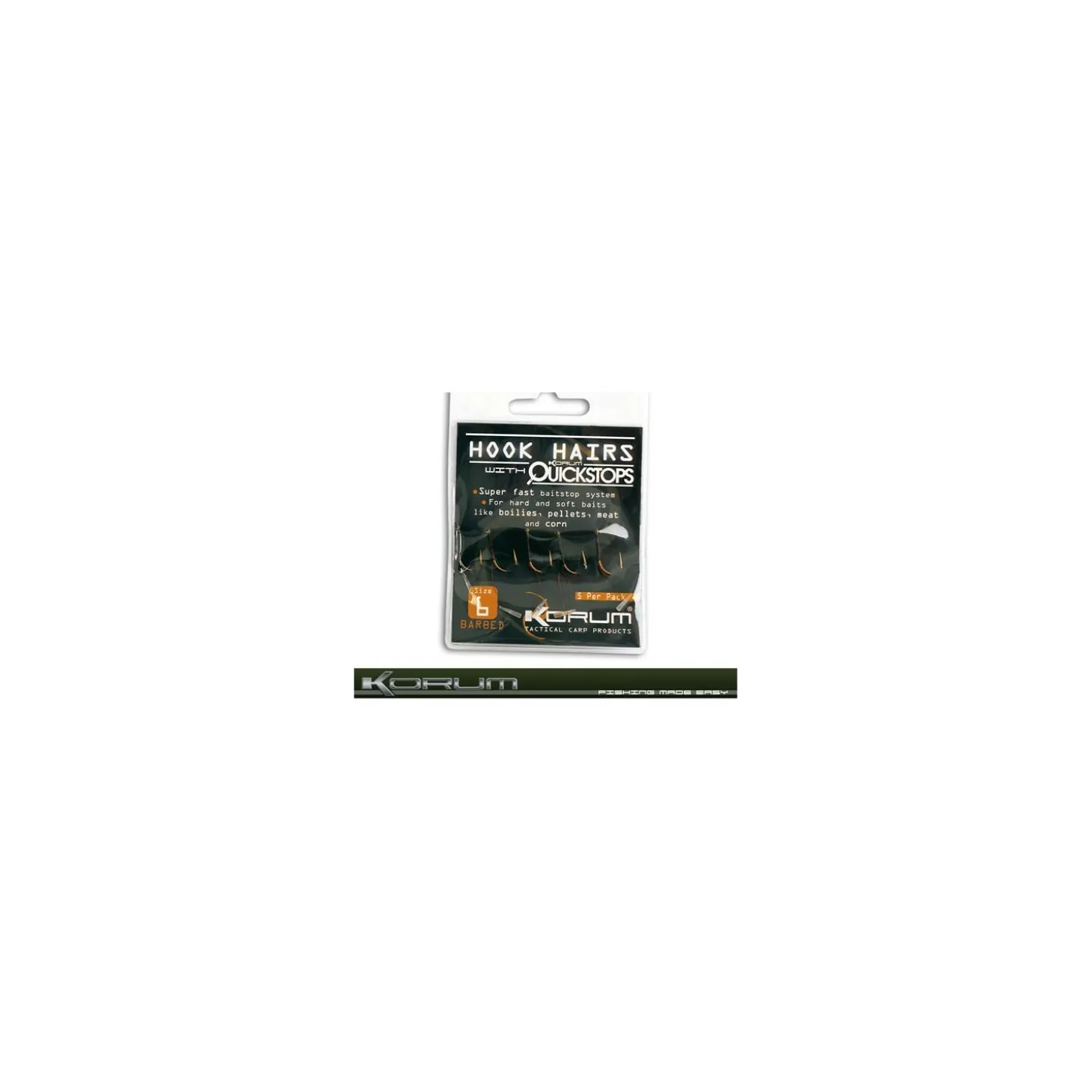 Korum Hook Hair Haken mit Quickstops Gr. 16