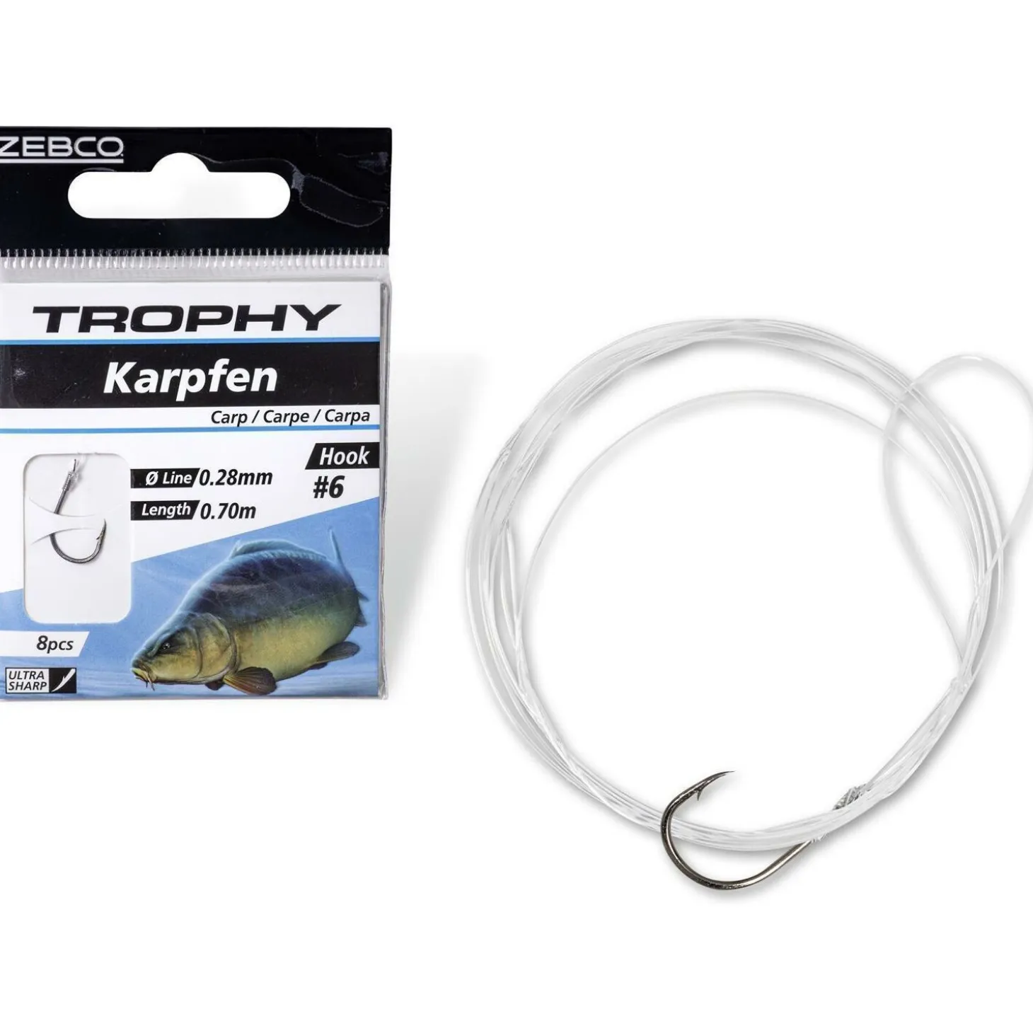 Zebco Trophy Karpfen Vorfachhaken Schwarz 70 cm